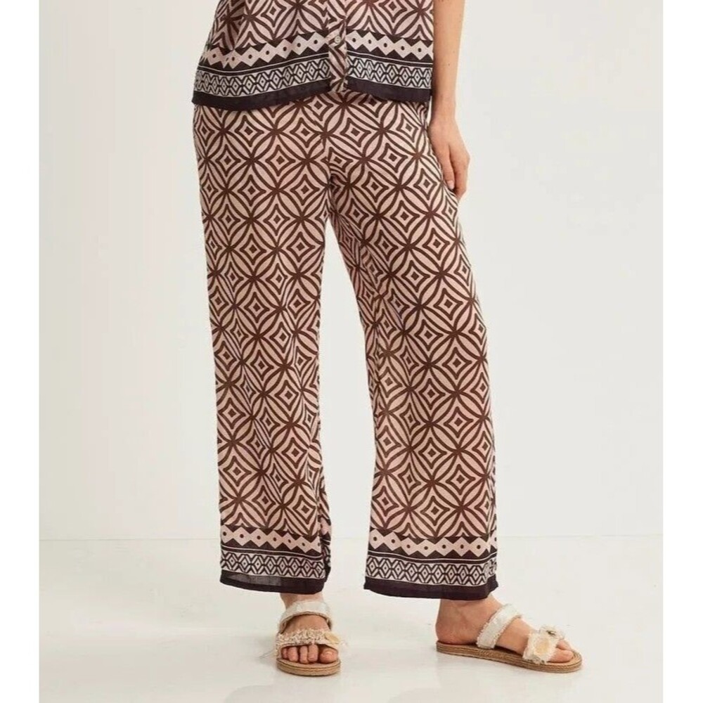 Alessia Santi High-Waisted Trousers Pants Print Pull-on Silk Pocket M-42 278354